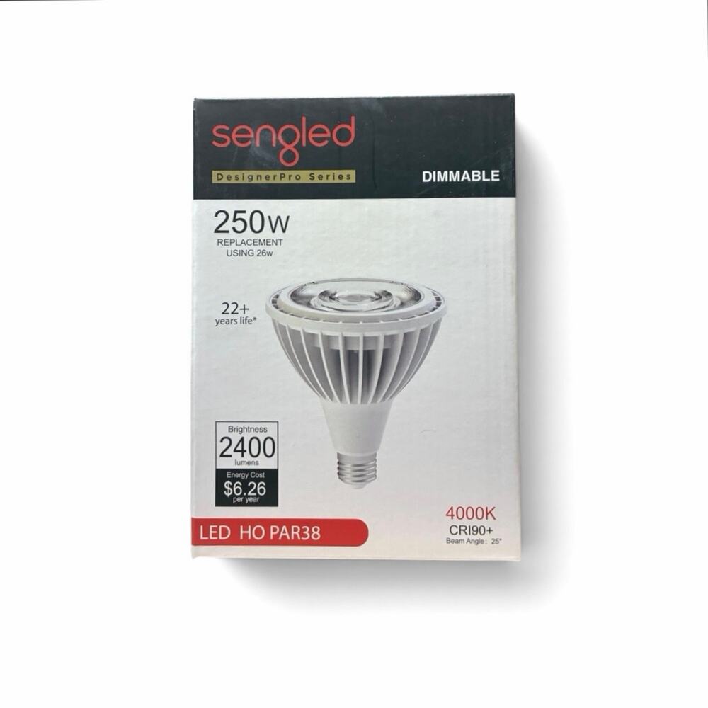 Sengled 250W LED HO PAR38 Light Bulb -2 PK- Dimmable 2400 lumen 4000K CR190